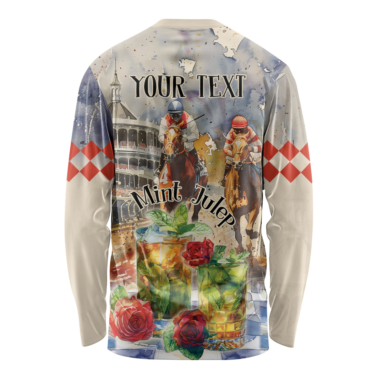Personalized Kentucky Horse Race Long Sleeve Shirt With Mint Julep Cocktail - Wonder Print Shop