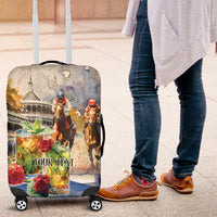 Personalized Kentucky Horse Race Luggage Cover With Mint Julep Cocktail - Wonder Print Shop