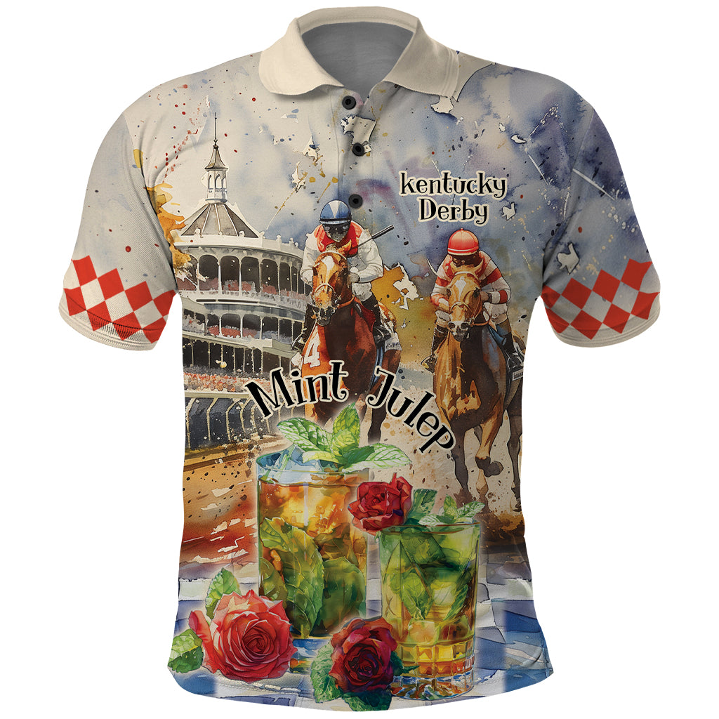 Personalized Kentucky Horse Race Polo Shirt With Mint Julep Cocktail