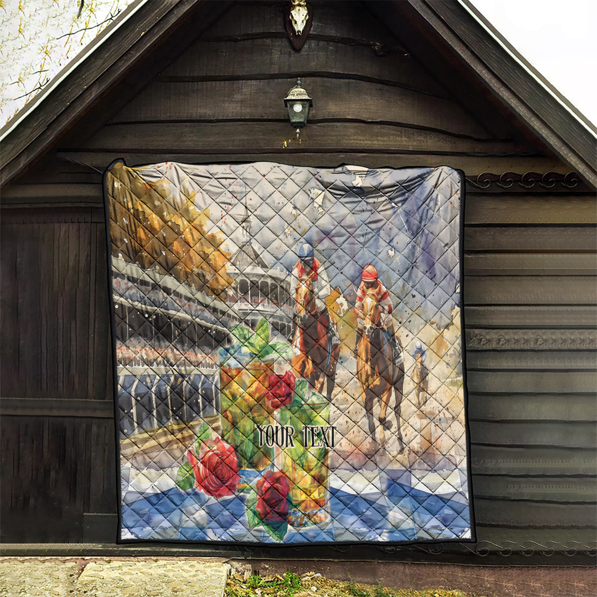Personalized Kentucky Horse Race Quilt With Mint Julep Cocktail - Wonder Print Shop
