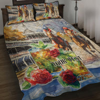 Personalized Kentucky Horse Race Quilt Bed Set With Mint Julep Cocktail - Wonder Print Shop