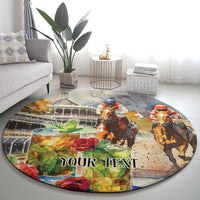 Personalized Kentucky Horse Race Round Carpet With Mint Julep Cocktail