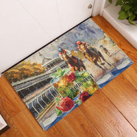 Personalized Kentucky Horse Race Rubber Doormat With Mint Julep Cocktail - Wonder Print Shop