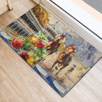 Personalized Kentucky Horse Race Rubber Doormat With Mint Julep Cocktail - Wonder Print Shop
