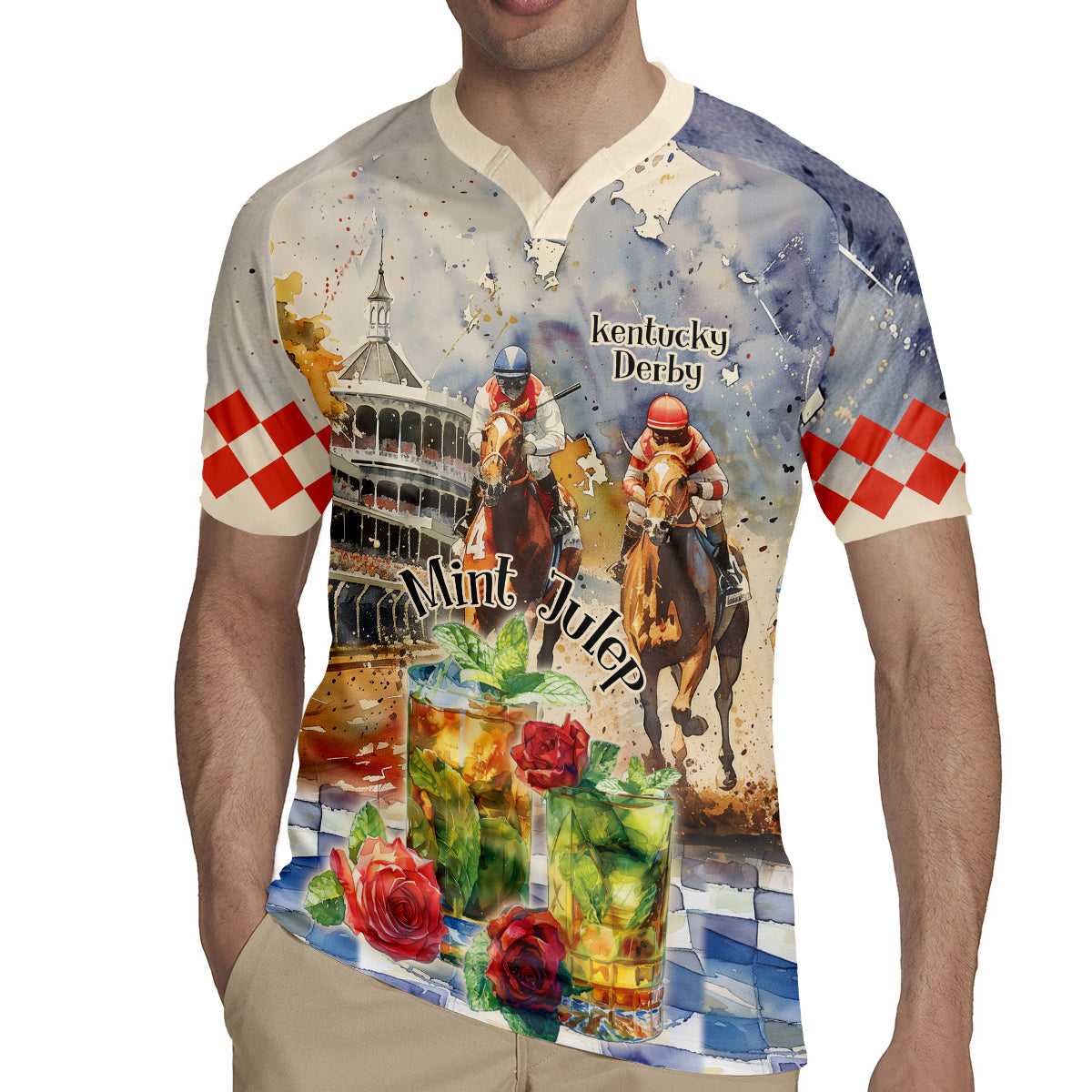 Personalized Kentucky Horse Race Rugby Jersey With Mint Julep Cocktail - Wonder Print Shop