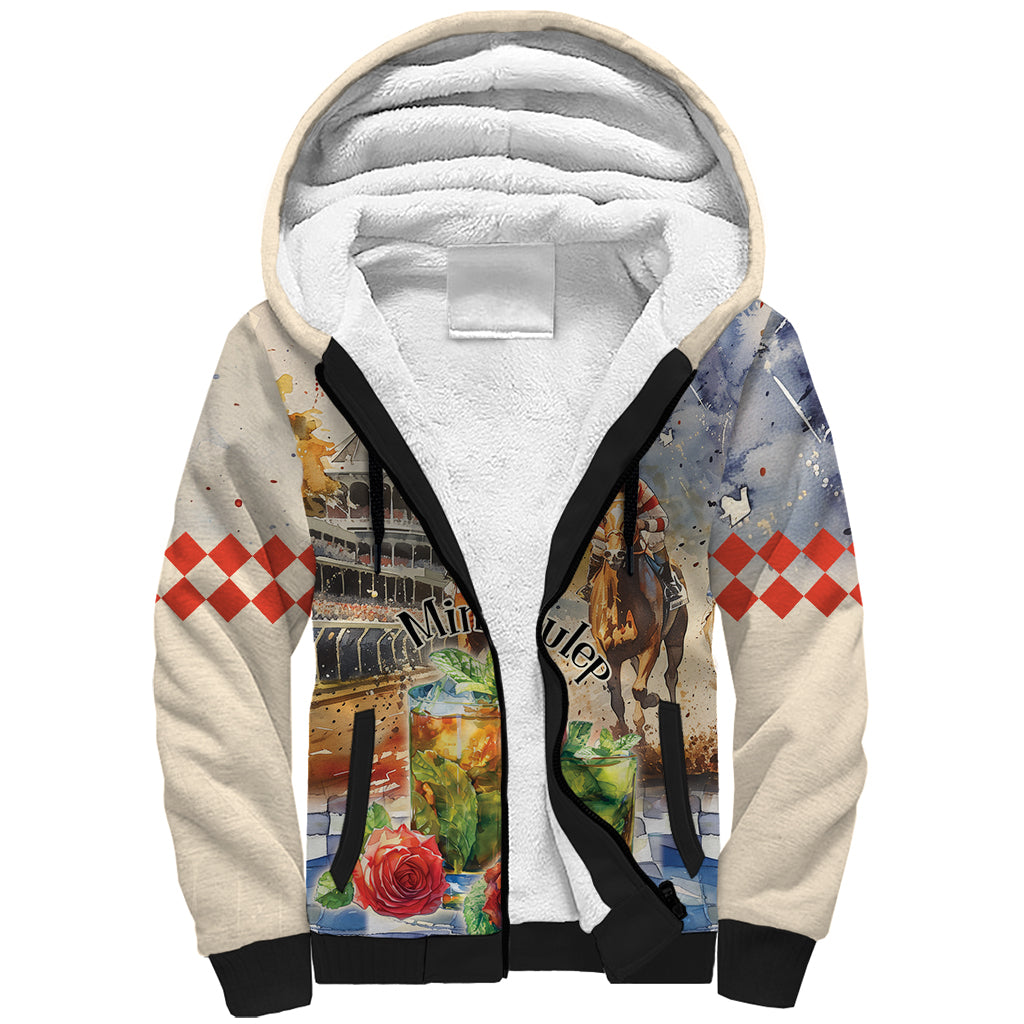 Personalized Kentucky Horse Race Sherpa Hoodie With Mint Julep Cocktail - Wonder Print Shop