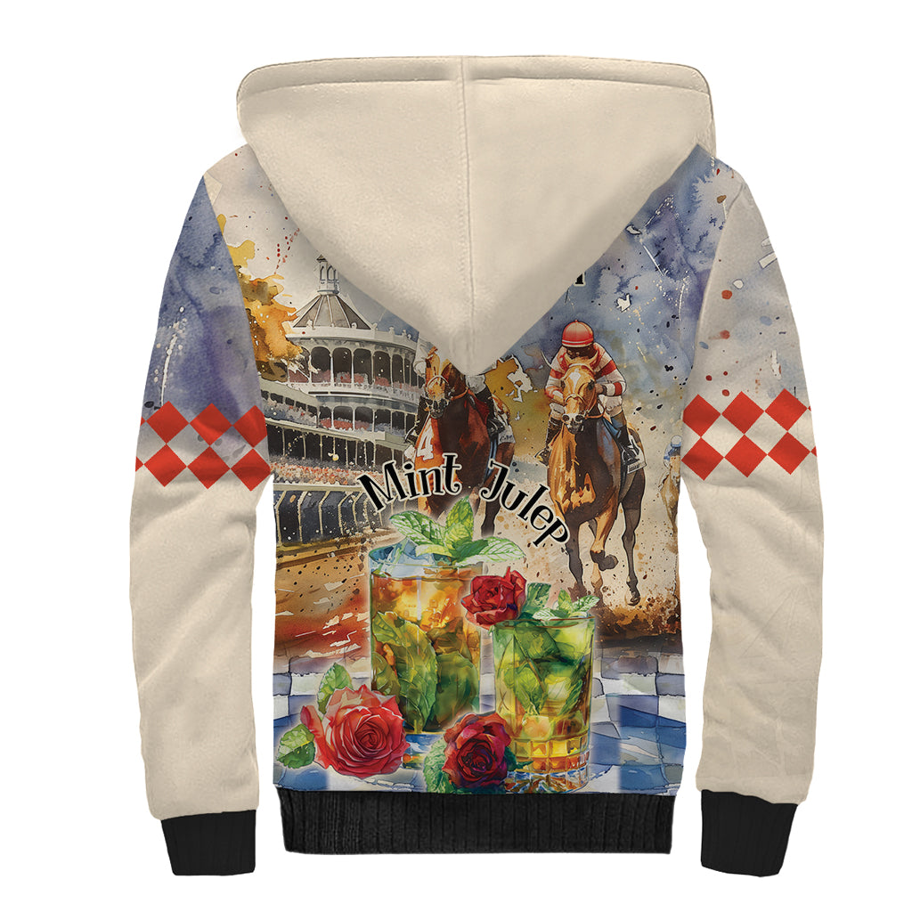 Personalized Kentucky Horse Race Sherpa Hoodie With Mint Julep Cocktail - Wonder Print Shop