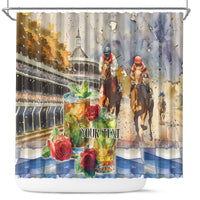 Personalized Kentucky Horse Race Shower Curtain With Mint Julep Cocktail