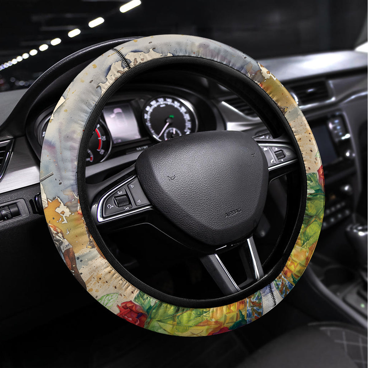 Kentucky Horse Race Steering Wheel Cover With Mint Julep Cocktail - Wonder Print Shop