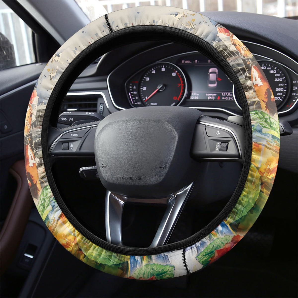 Kentucky Horse Race Steering Wheel Cover With Mint Julep Cocktail - Wonder Print Shop