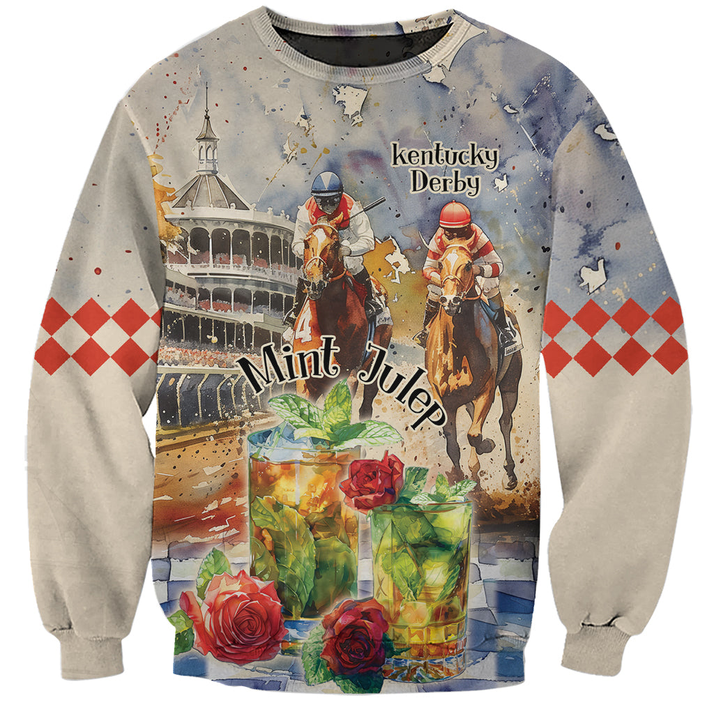 Personalized Kentucky Horse Race Sweatshirt With Mint Julep Cocktail - Wonder Print Shop