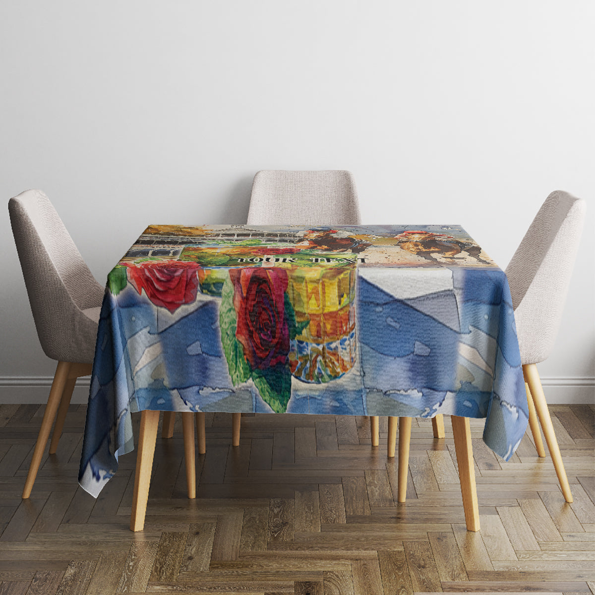Personalized Kentucky Horse Race Tablecloth With Mint Julep Cocktail - Wonder Print Shop