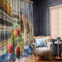 Personalized Kentucky Horse Race Window Curtain With Mint Julep Cocktail - Wonder Print Shop