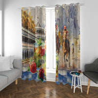 Personalized Kentucky Horse Race Window Curtain With Mint Julep Cocktail - Wonder Print Shop