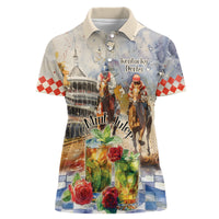 Personalized Kentucky Horse Race Women Polo Shirt With Mint Julep Cocktail - Wonder Print Shop