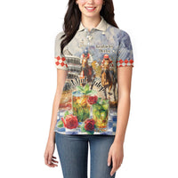 Personalized Kentucky Horse Race Women Polo Shirt With Mint Julep Cocktail - Wonder Print Shop