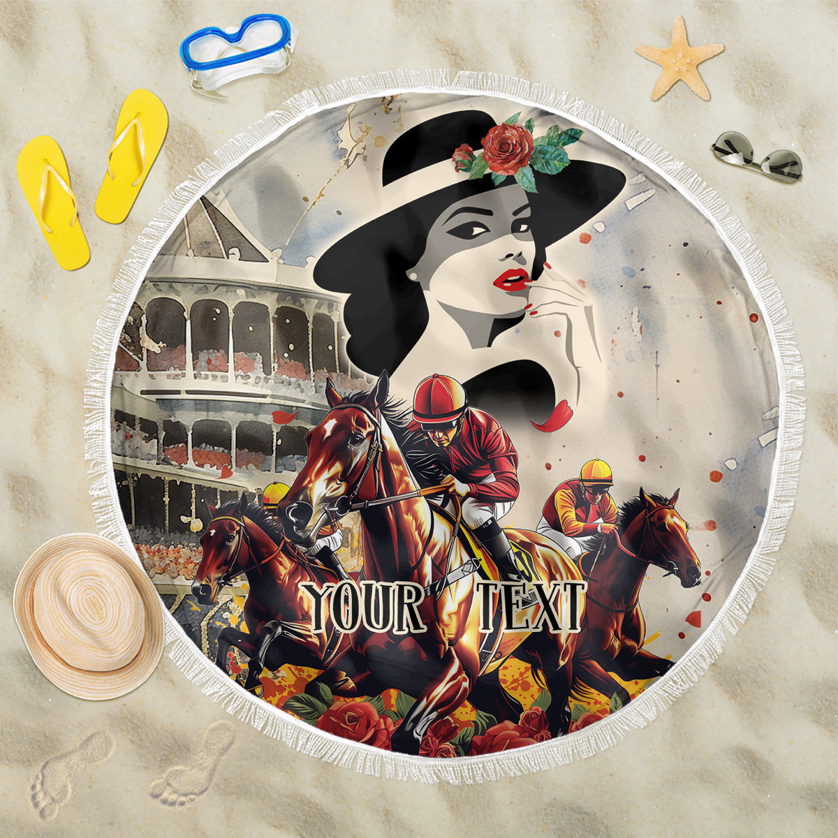 Personalized Kentucky Ladies Beach Blanket The Run For The Roses Derby LT9 - Wonder Print Shop