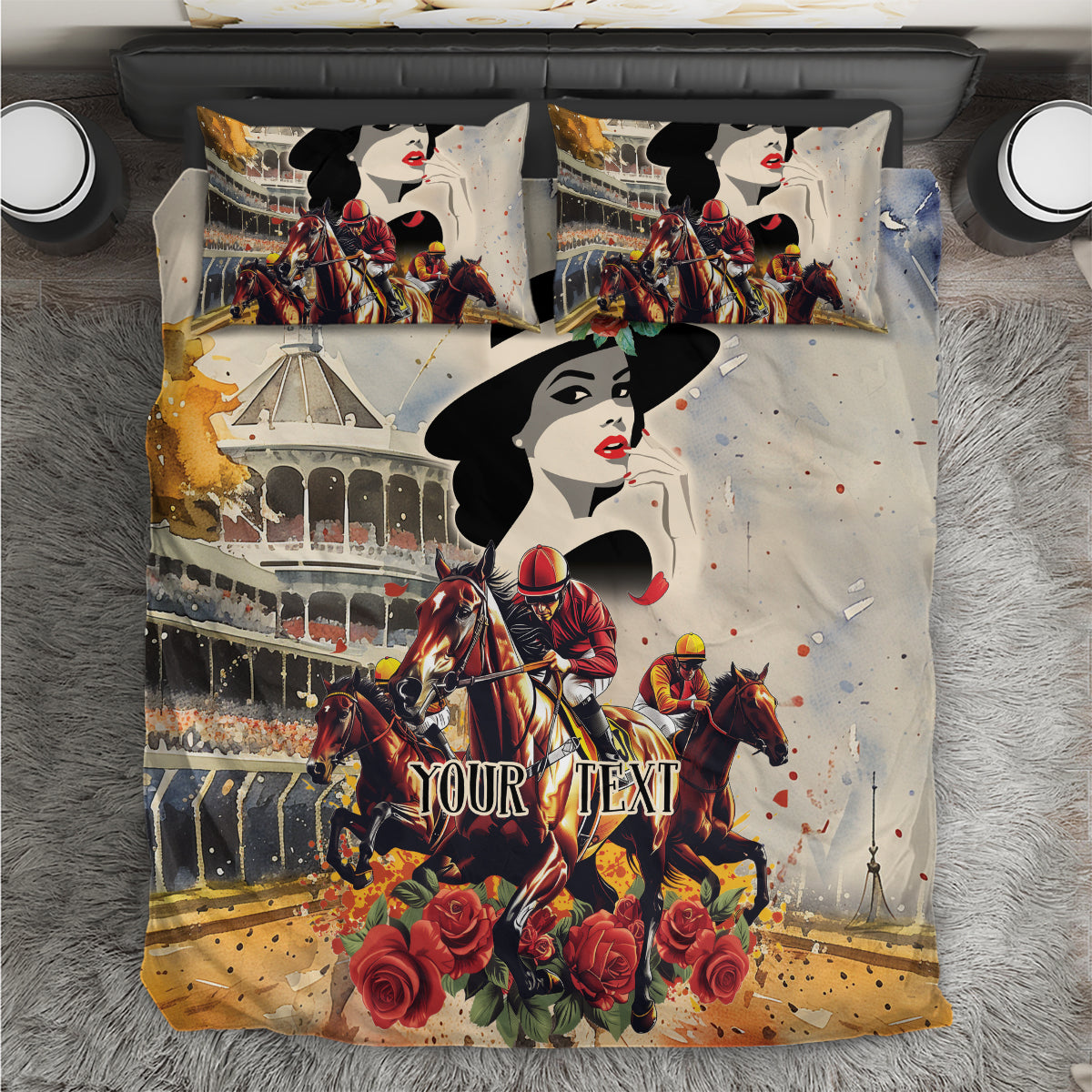 Personalized Kentucky Ladies Bedding Set The Run For The Roses Derby
