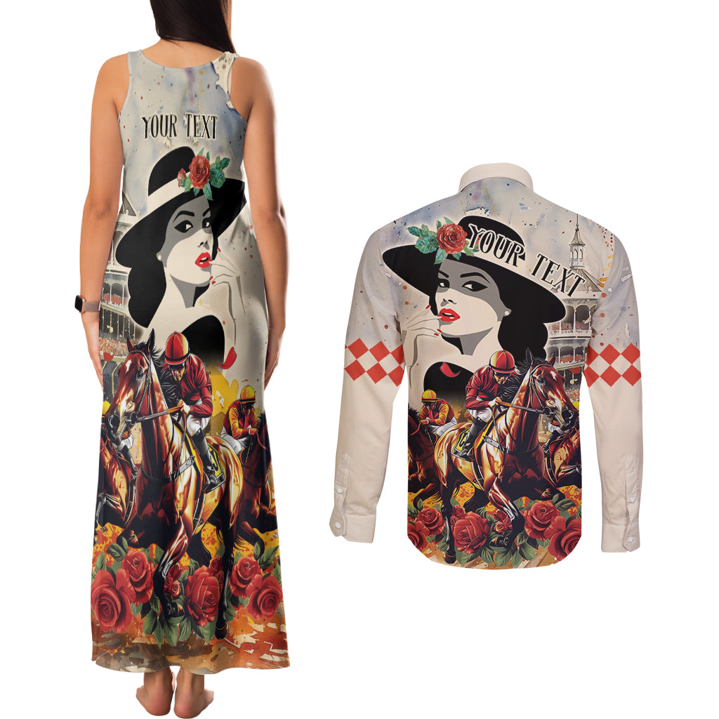 Personalized Kentucky Ladies Couples Matching Tank Maxi Dress and Long Sleeve Button Shirt The Run For The Roses Derby LT9 - Wonder Print Shop
