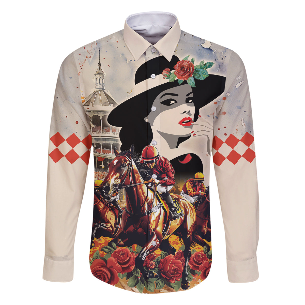 Personalized Kentucky Ladies Family Matching Off The Shoulder Long Sleeve Dress and Hawaiian Shirt The Run For The Roses Derby - Wonder Print Shop