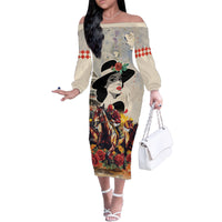 Personalized Kentucky Ladies Family Matching Off The Shoulder Long Sleeve Dress and Hawaiian Shirt The Run For The Roses Derby - Wonder Print Shop