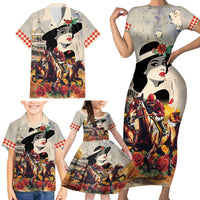 Personalized Kentucky Ladies Family Matching Short Sleeve Bodycon Dress and Hawaiian Shirt The Run For The Roses Derby - Wonder Print Shop