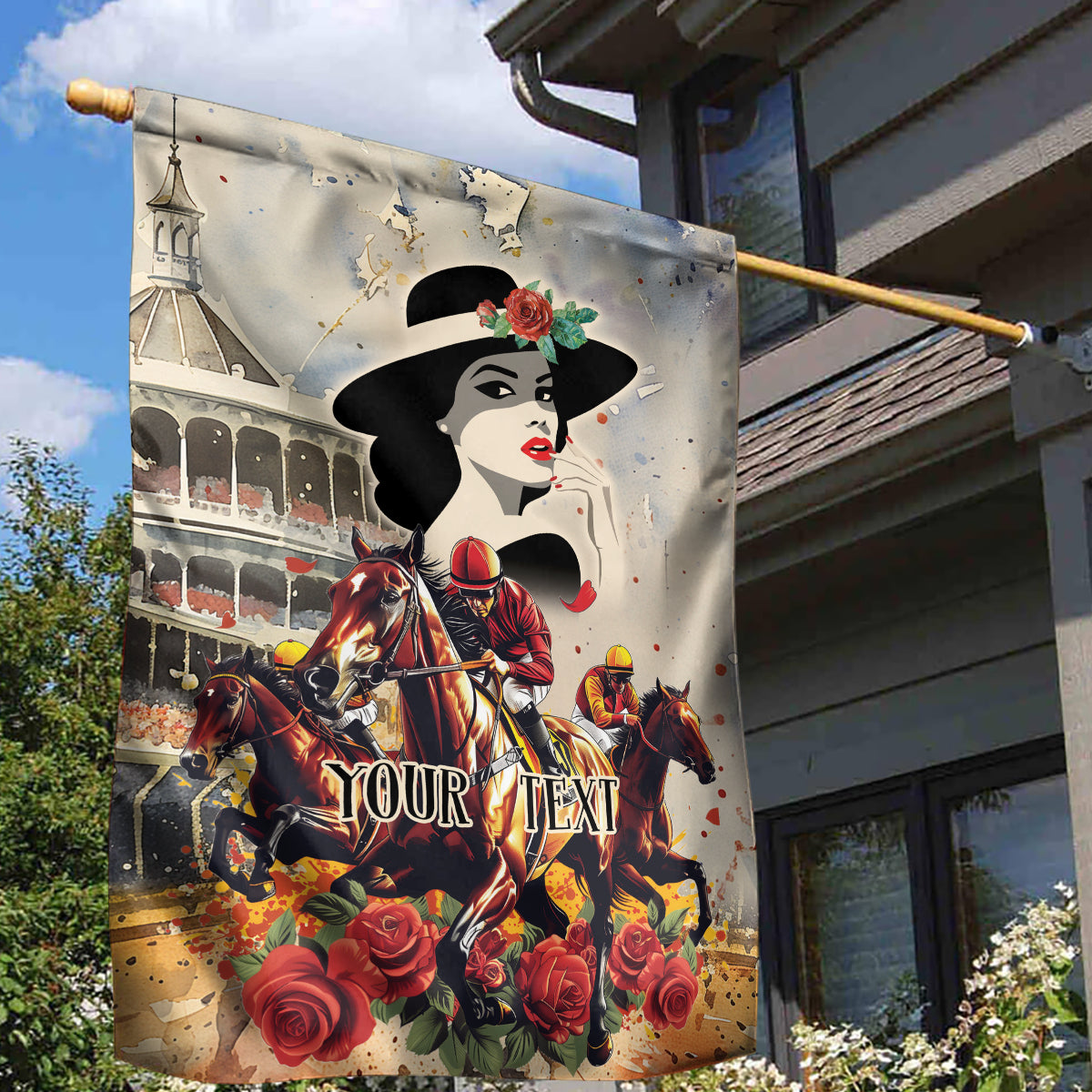 Personalized Kentucky Ladies Garden Flag The Run For The Roses Derby - Wonder Print Shop