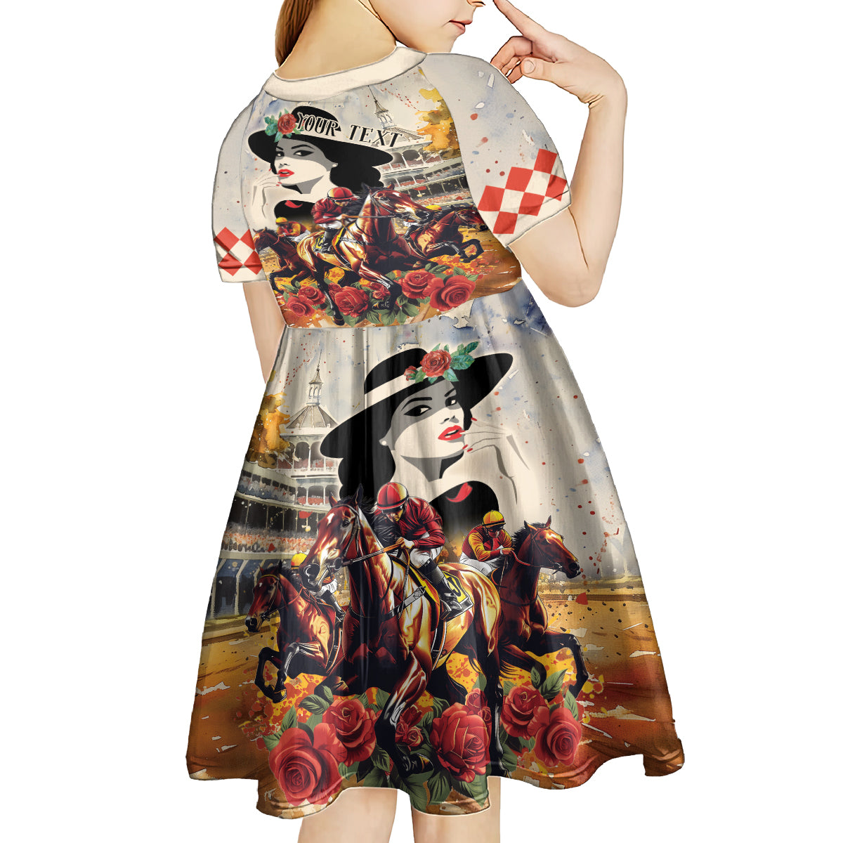 Personalized Kentucky Ladies Kid Short Sleeve Dress The Run For The Roses Derby - Wonder Print Shop
