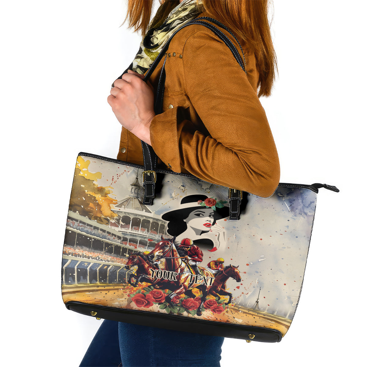 Personalized Kentucky Ladies Leather Tote Bag The Run For The Roses Derby - Wonder Print Shop