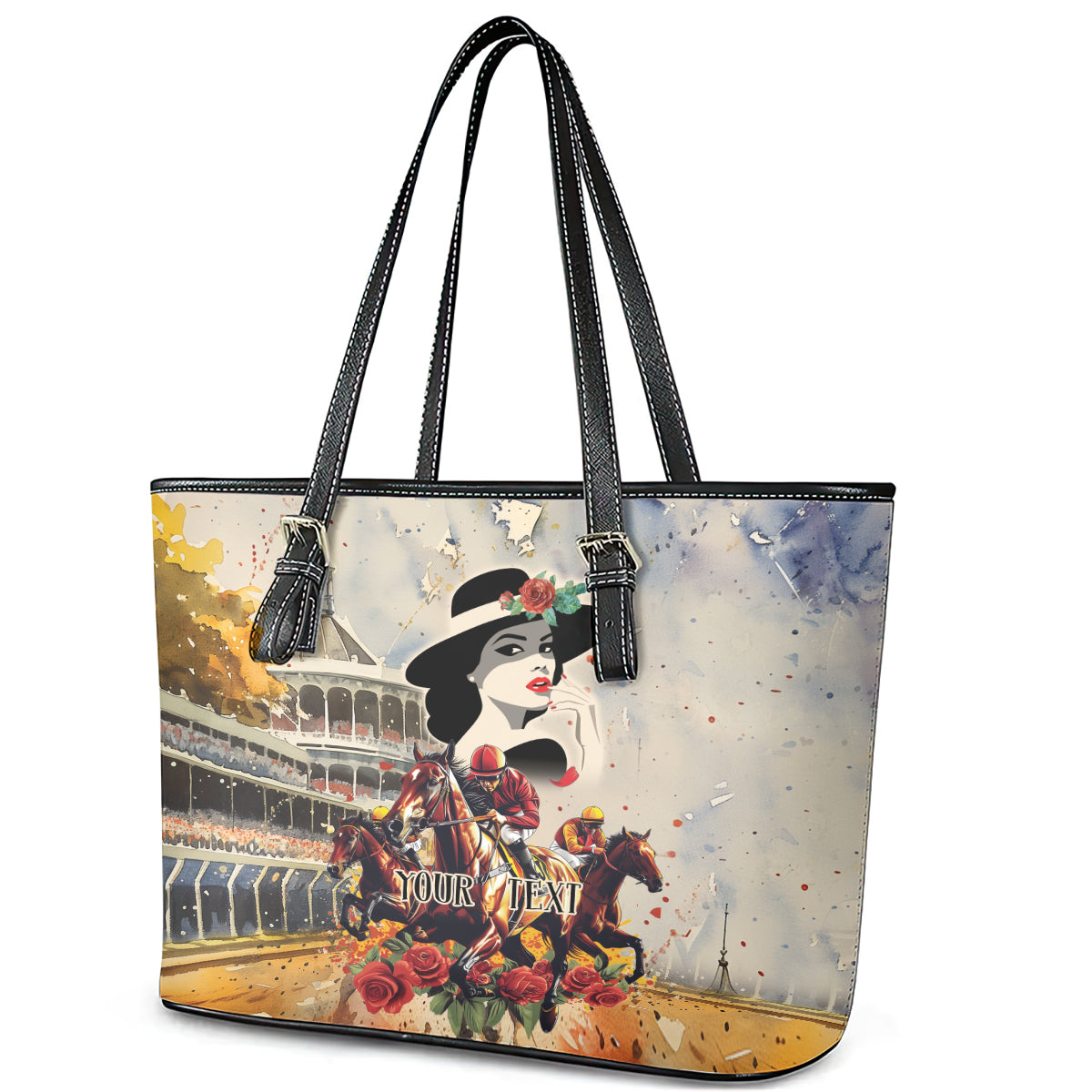 Personalized Kentucky Ladies Leather Tote Bag The Run For The Roses Derby - Wonder Print Shop