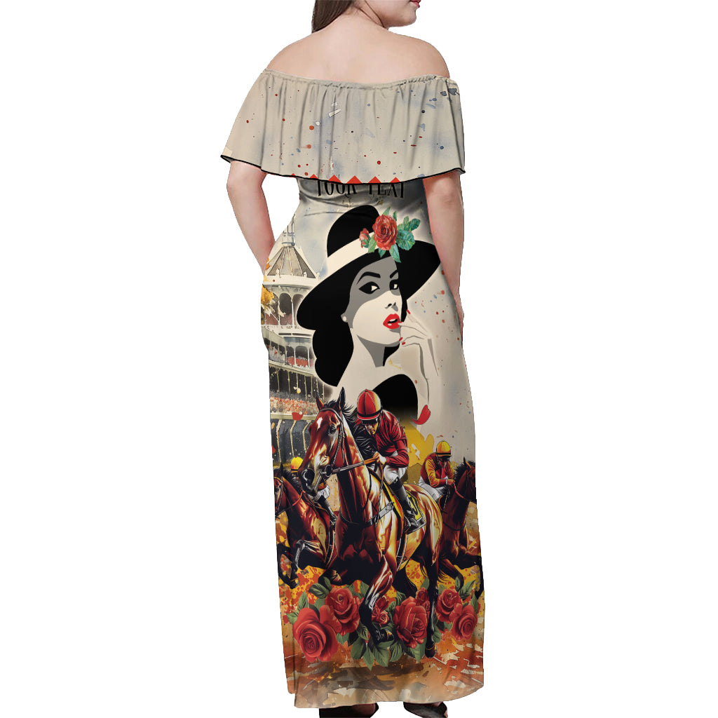 Personalized Kentucky Ladies Off Shoulder Maxi Dress The Run For The Roses Derby - Wonder Print Shop