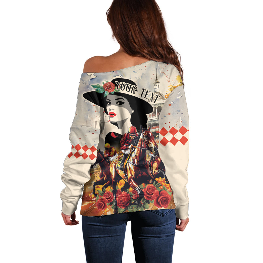 Personalized Kentucky Ladies Off Shoulder Sweater The Run For The Roses Derby - Wonder Print Shop