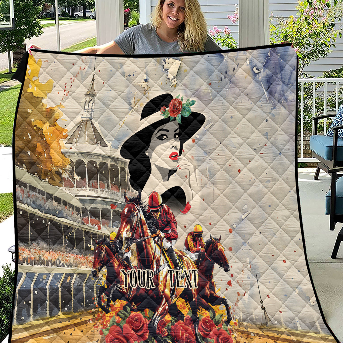 Personalized Kentucky Ladies Quilt The Run For The Roses Derby