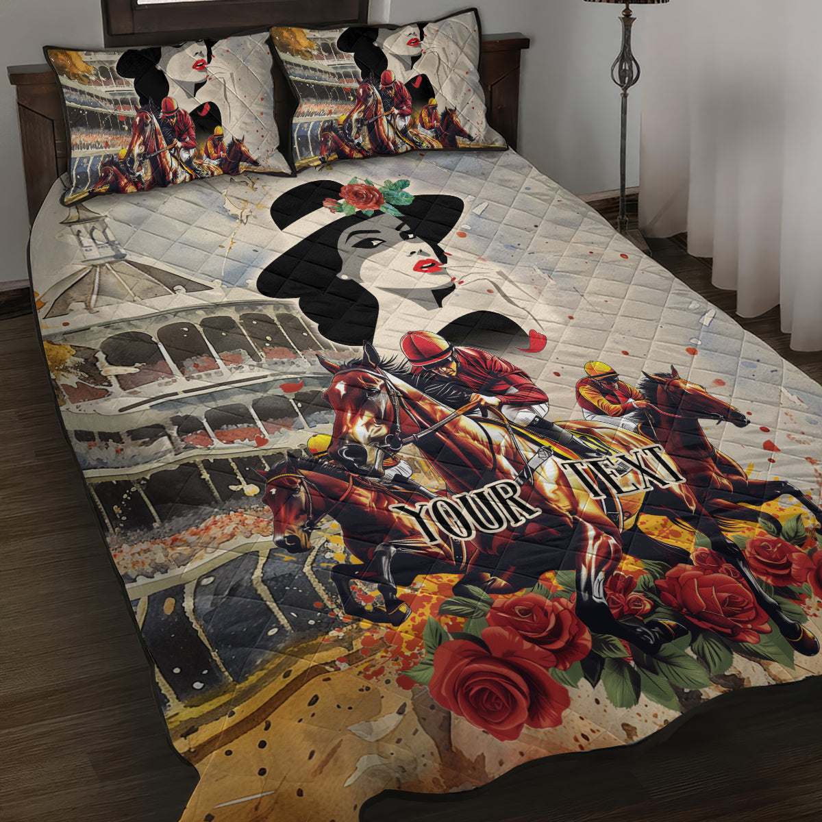 Personalized Kentucky Ladies Quilt Bed Set The Run For The Roses Derby