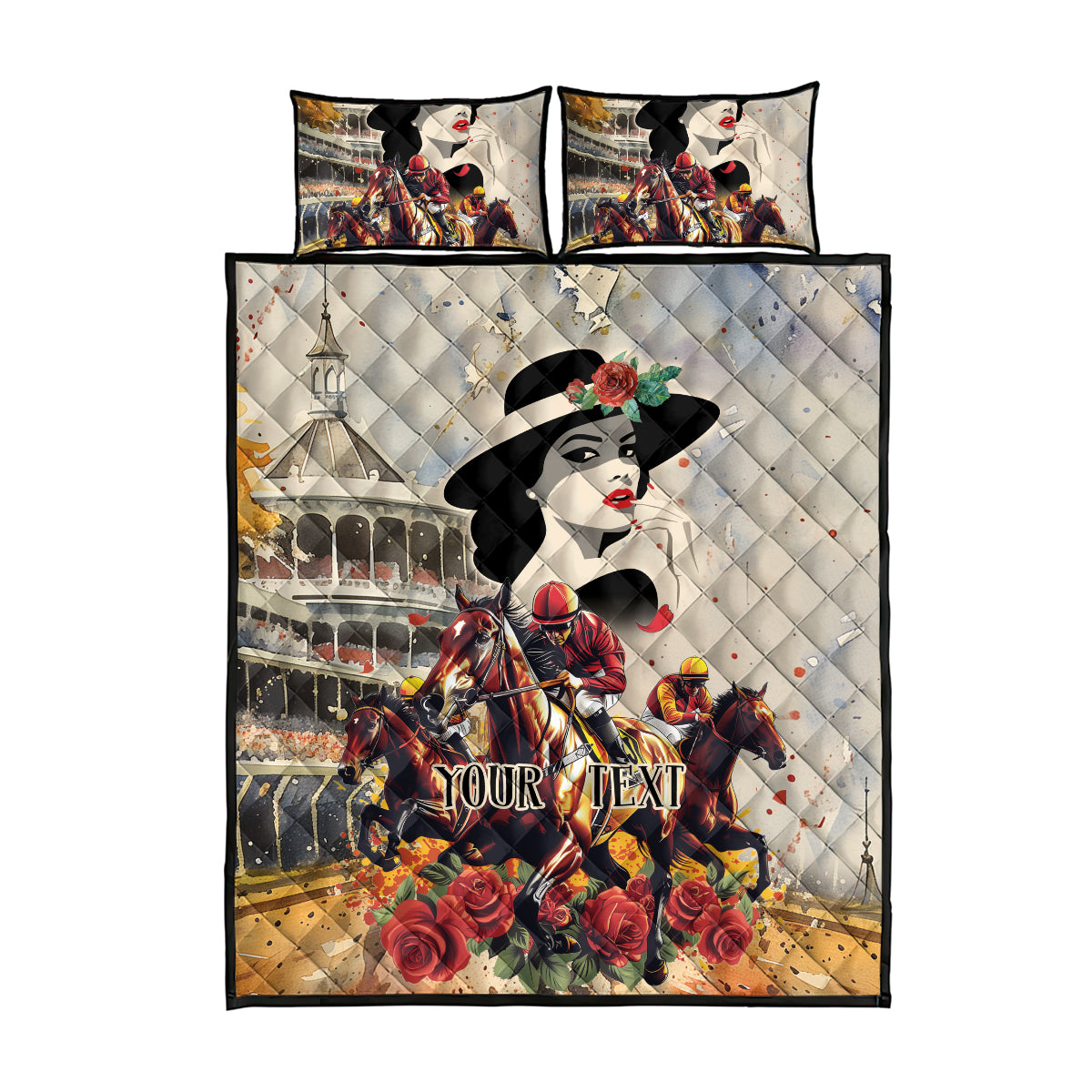 Personalized Kentucky Ladies Quilt Bed Set The Run For The Roses Derby - Wonder Print Shop