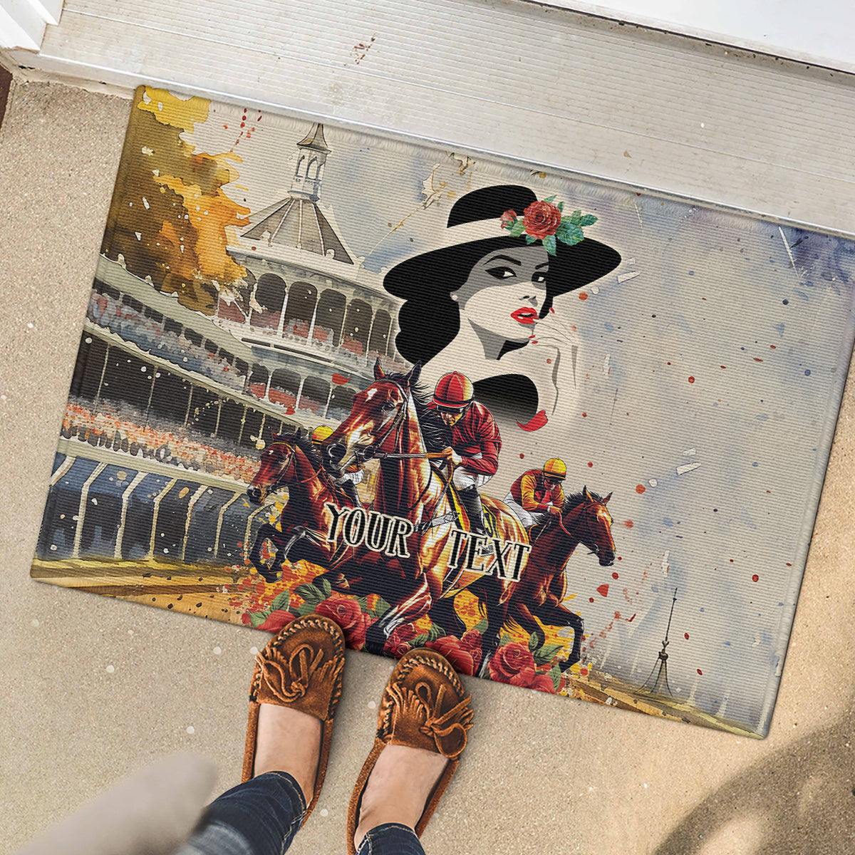 Personalized Kentucky Ladies Rubber Doormat The Run For The Roses Derby - Wonder Print Shop