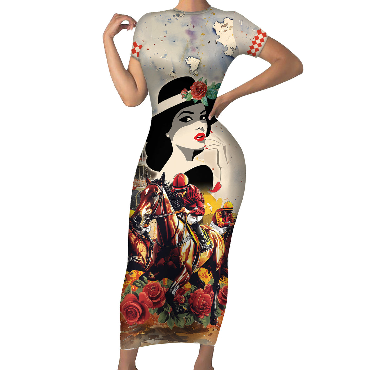 Personalized Kentucky Ladies Short Sleeve Bodycon Dress The Run For The Roses Derby - Wonder Print Shop