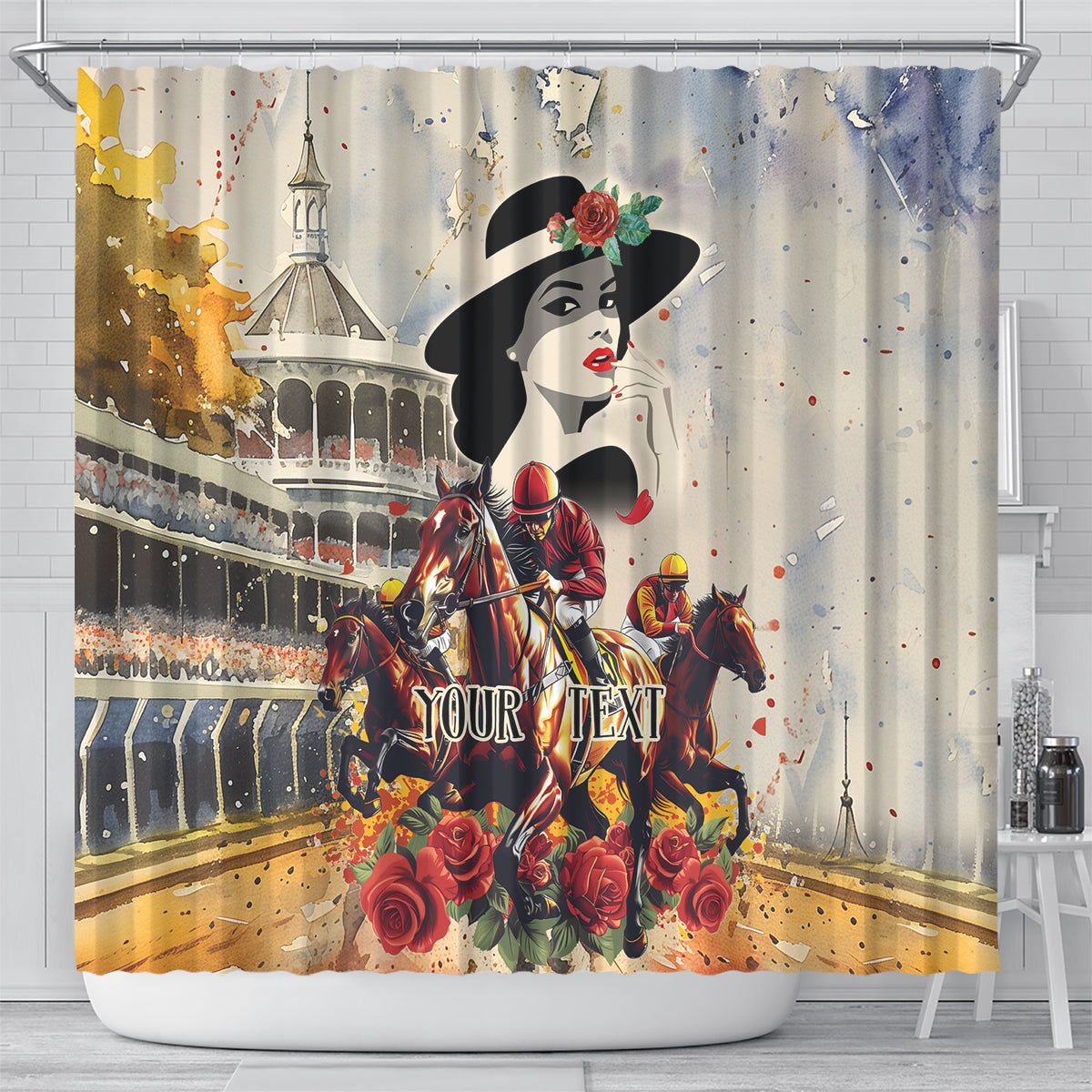Personalized Kentucky Ladies Shower Curtain The Run For The Roses Derby