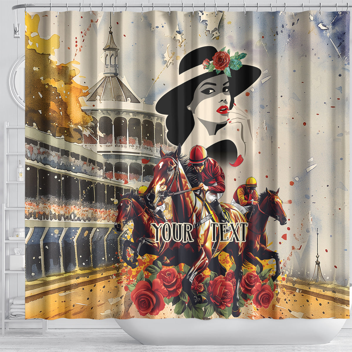 Personalized Kentucky Ladies Shower Curtain The Run For The Roses Derby