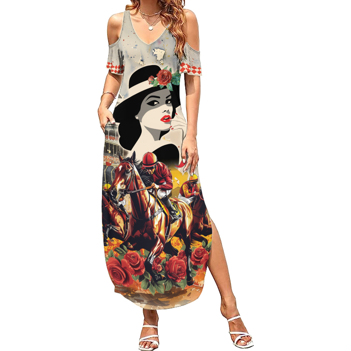 Personalized Kentucky Ladies Summer Maxi Dress The Run For The Roses Derby - Wonder Print Shop