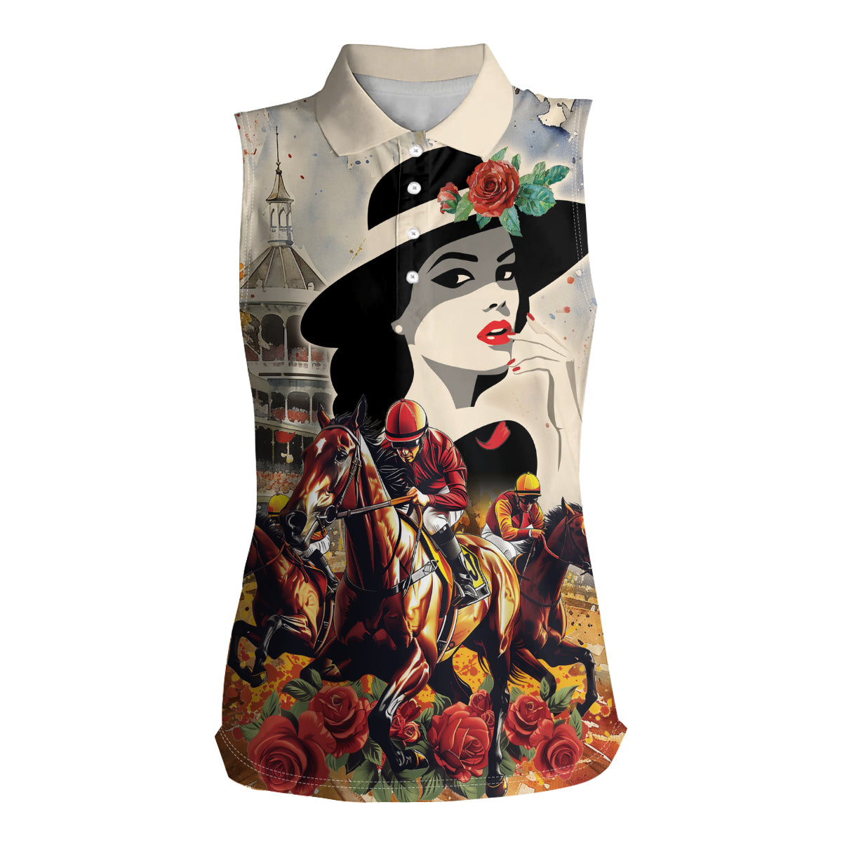 Personalized Kentucky Ladies Women Sleeveless Polo Shirt The Run For The Roses Derby - Wonder Print Shop