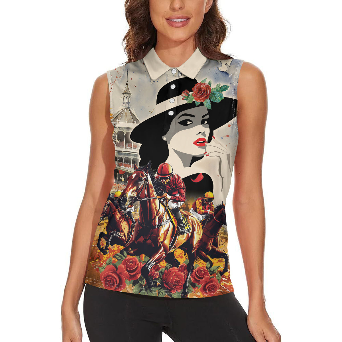 Personalized Kentucky Ladies Women Sleeveless Polo Shirt The Run For The Roses Derby - Wonder Print Shop