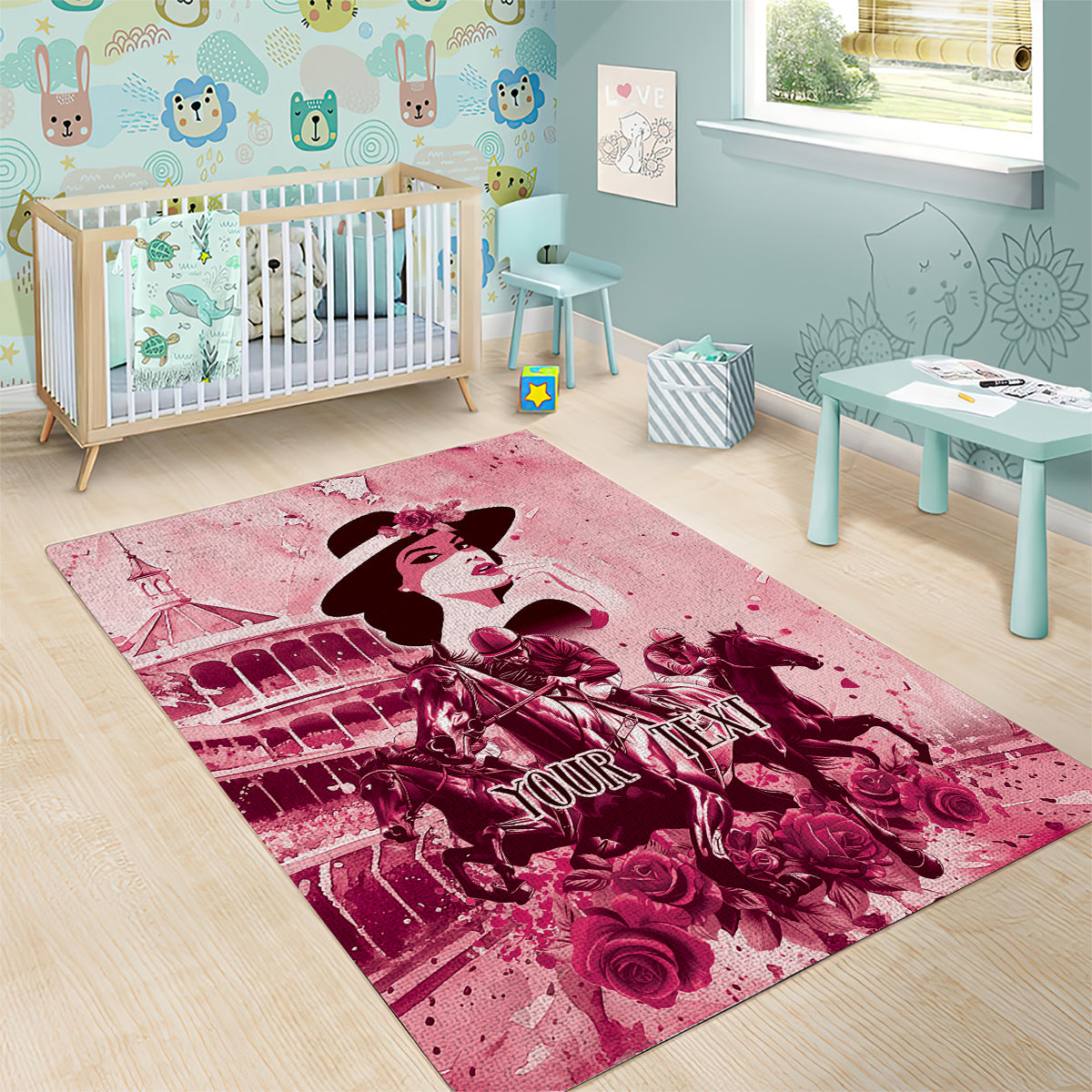 Personalized Kentucky Ladies Area Rug The Run For The Roses Derby - Pink Out LT9 - Wonder Print Shop
