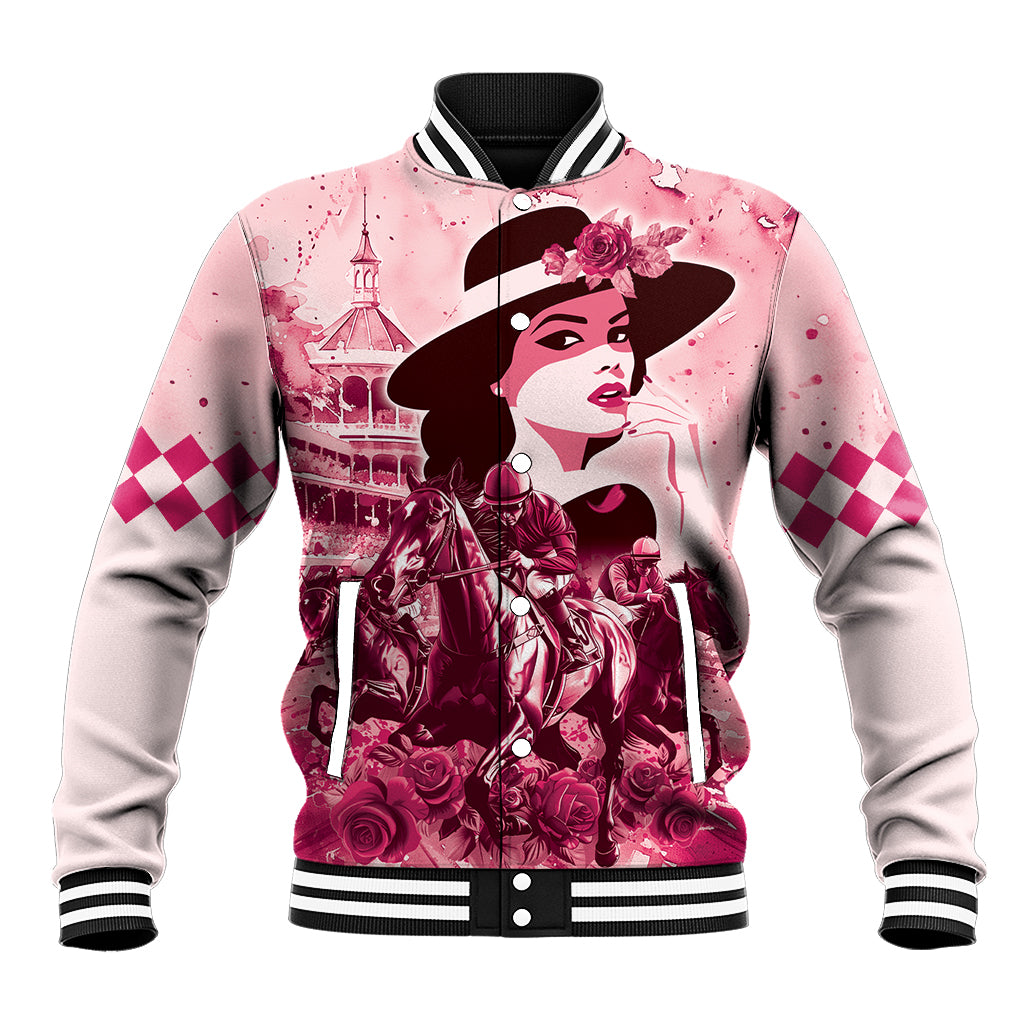 Personalized Kentucky Ladies Baseball Jacket The Run For The Roses Derby - Pink Out LT9 - Wonder Print Shop