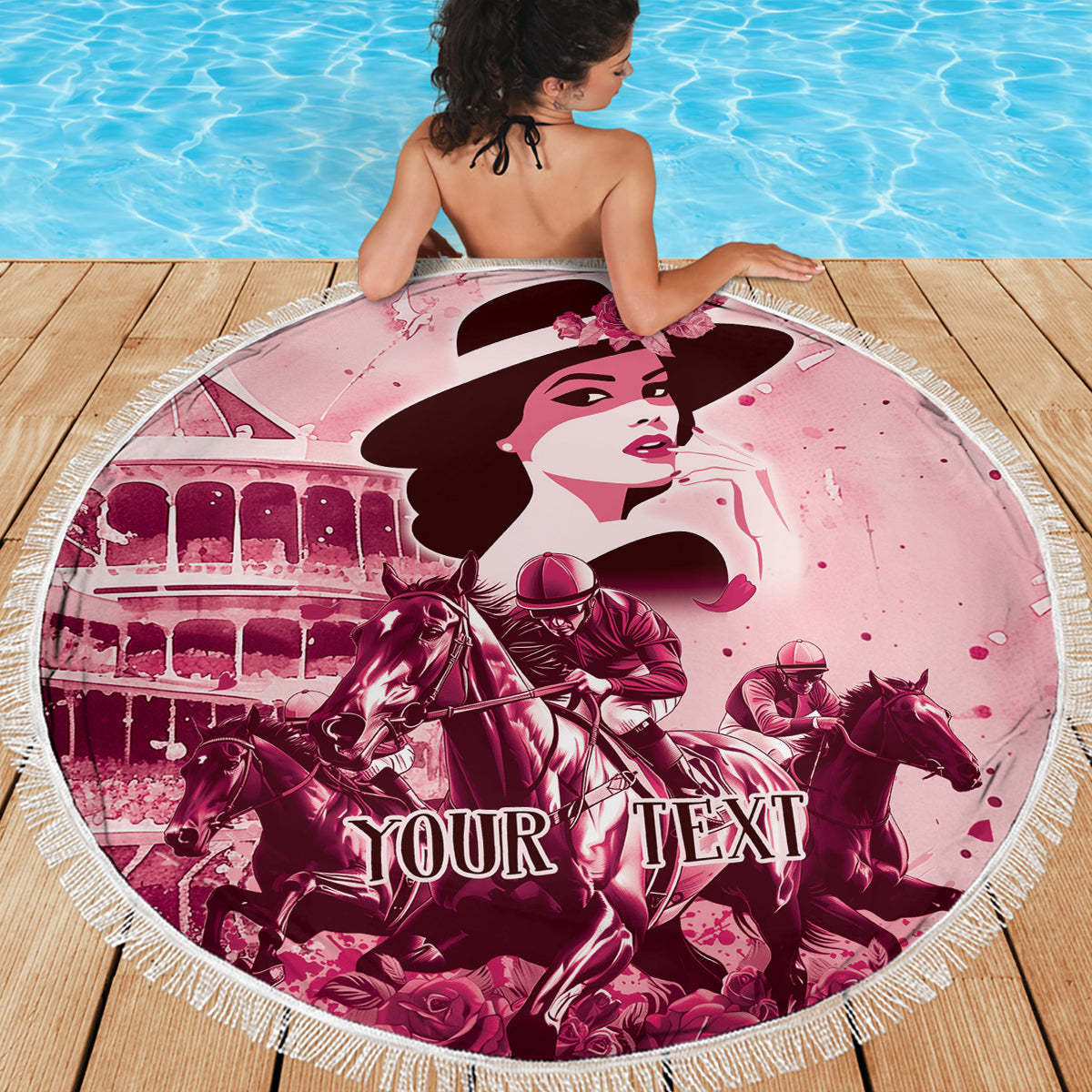 Personalized Kentucky Ladies Beach Blanket The Run For The Roses Derby - Pink Out LT9 - Wonder Print Shop