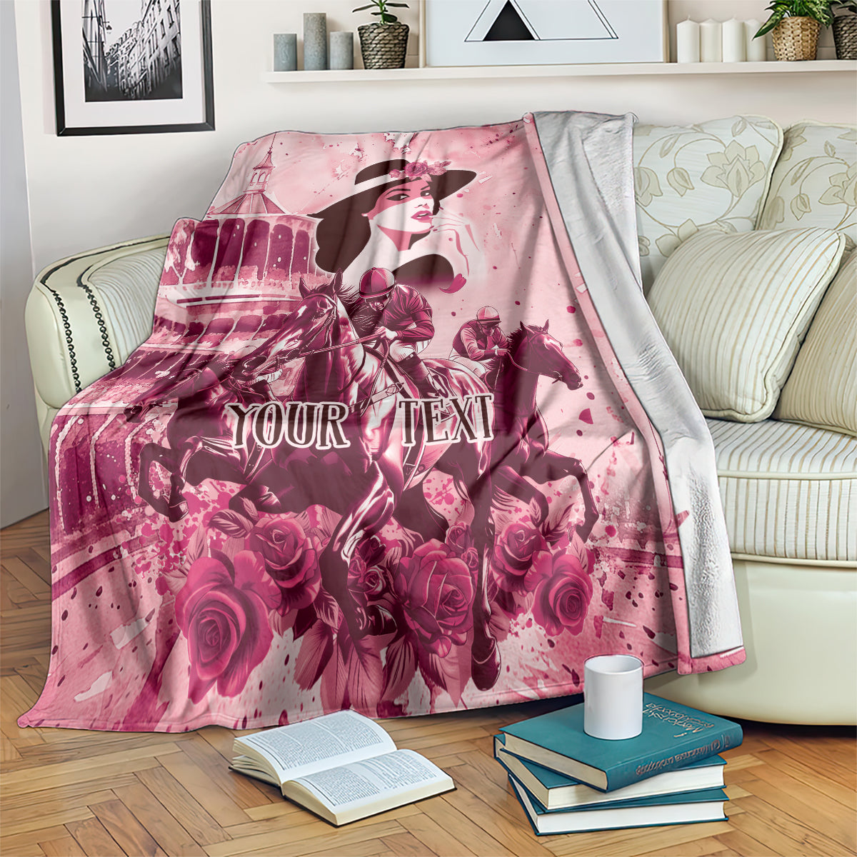 Personalized Kentucky Ladies Blanket The Run For The Roses Derby - Pink Out