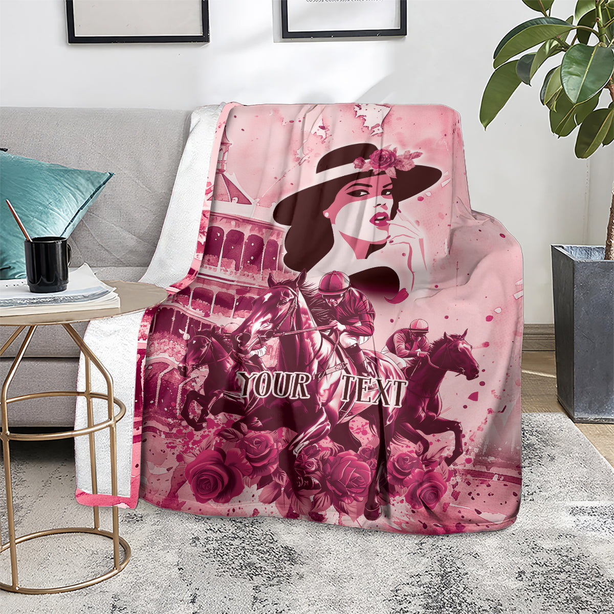 Personalized Kentucky Ladies Blanket The Run For The Roses Derby - Pink Out