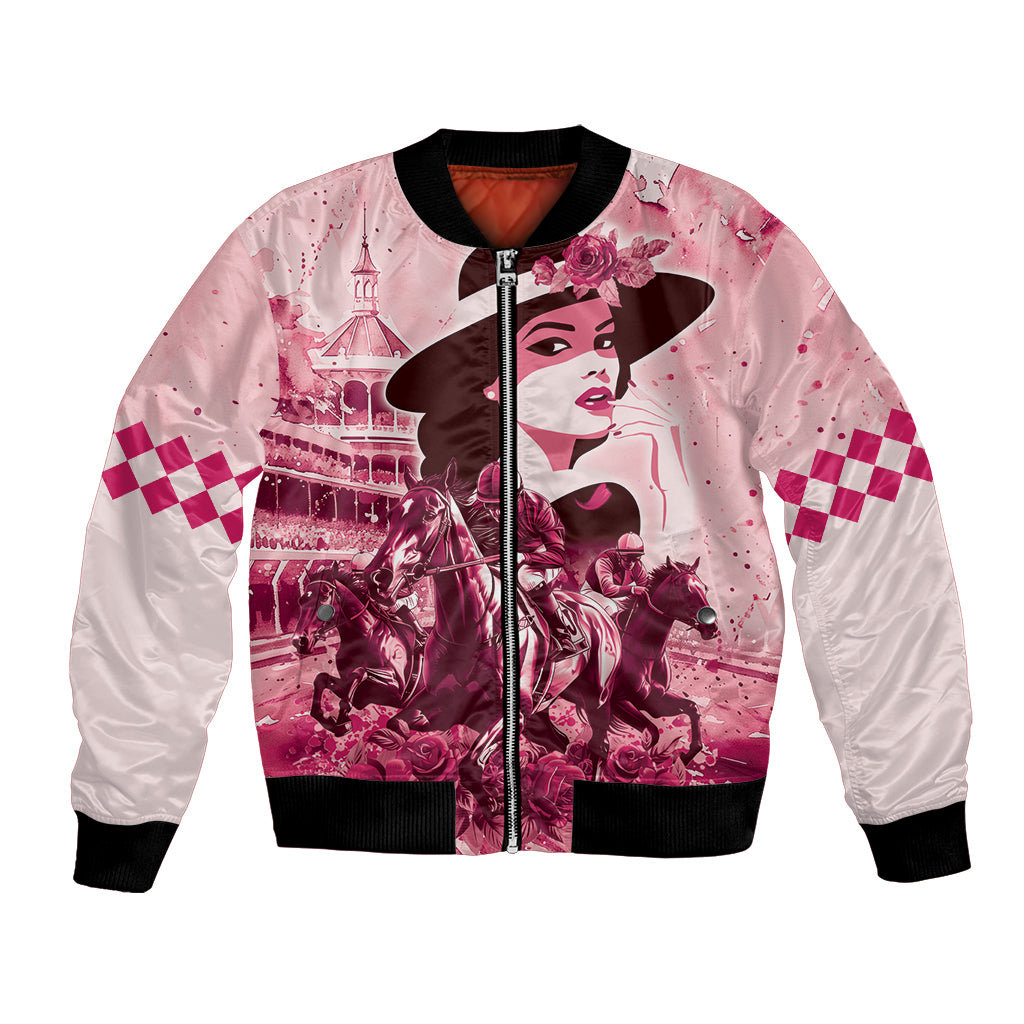 Personalized Kentucky Ladies Bomber Jacket The Run For The Roses Derby - Pink Out LT9 - Wonder Print Shop