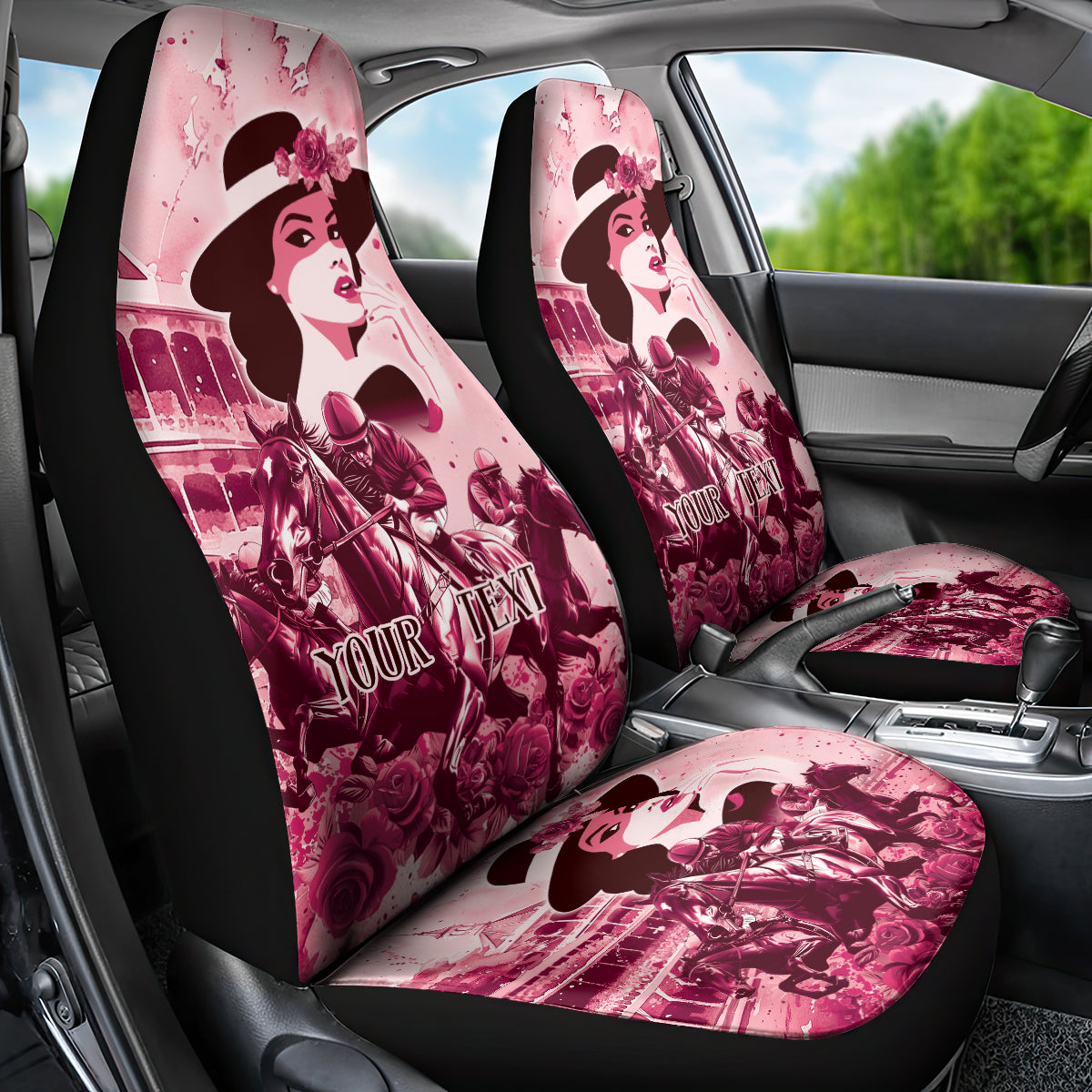Personalized Kentucky Ladies Car Seat Cover The Run For The Roses Derby - Pink Out LT9 - Wonder Print Shop