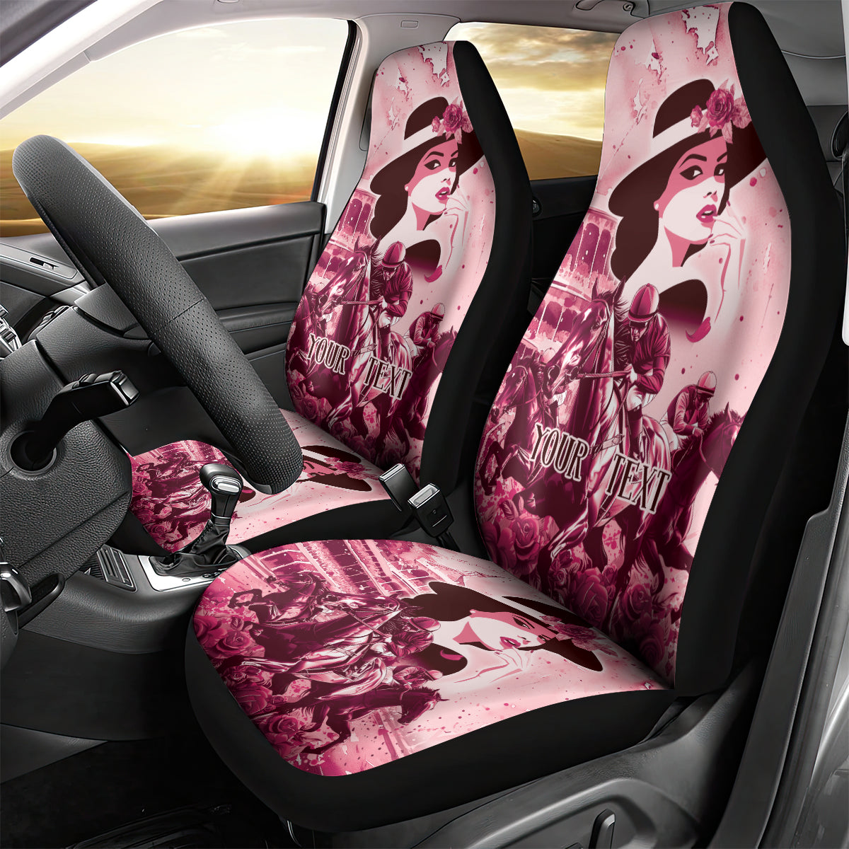 Personalized Kentucky Ladies Car Seat Cover The Run For The Roses Derby - Pink Out LT9 - Wonder Print Shop